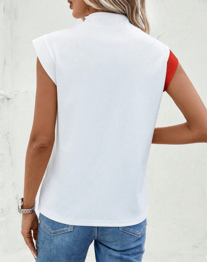 Camiseta con estampado de figura de cuello alto con hombrera